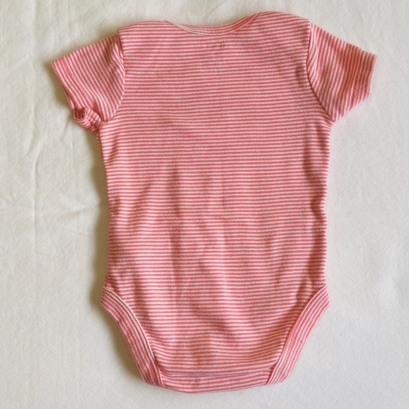 carter's coral striped cotton bodysuit diaper shirt 3 months baby girl - Picture 6 of 6